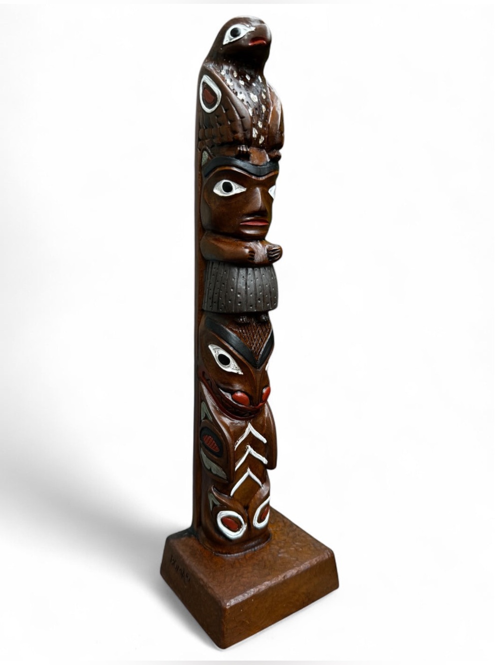 Northwest Hand-Painted Alaska Chapman Totem Pole BOMA Indigenous Eagle Woman 10"